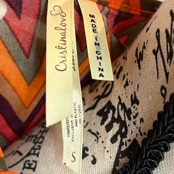 397. Cristinalove Fall Colors Chevron Cinched Dress S - Picture 4 of 5